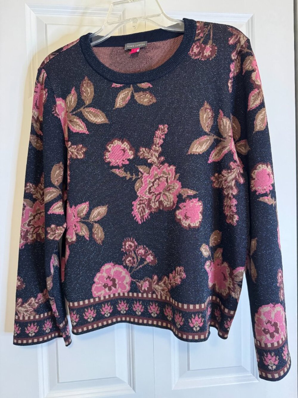 Vince Camuto sweater, floral and metallic, size L
